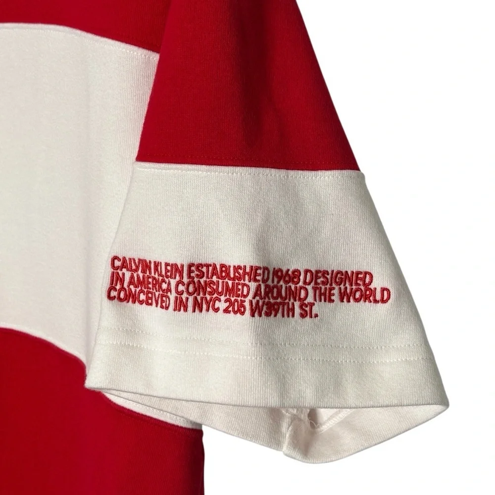 Calvin Klein 205W39NYC x Raf Simons Red White Striped Shirt Size S Thick Cotton - Picture 2 of 12
